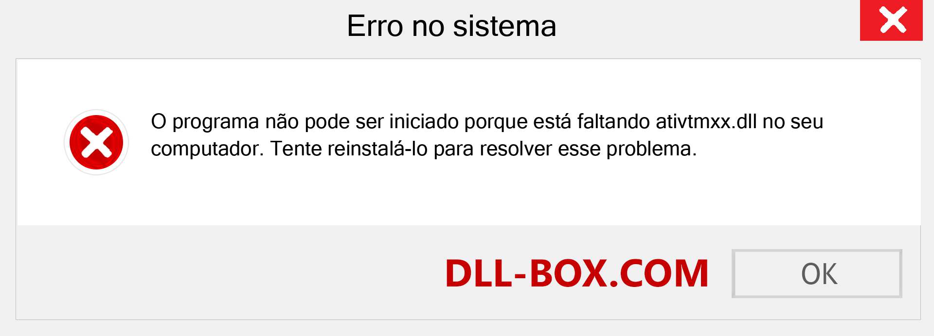 Arquivo ativtmxx.dll ausente ?. Download para Windows 7, 8, 10 - Correção de erro ausente ativtmxx dll no Windows, fotos, imagens